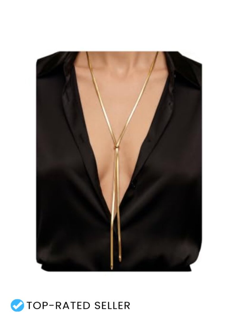 Gold Plated Lariat Y Necklace for Women Herringbone Chain